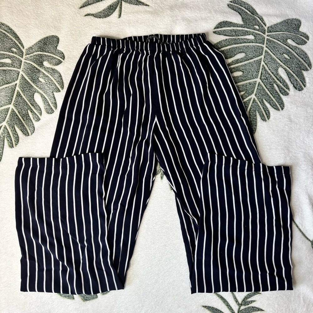 Brandy Melville Navy and White Striped Pants - Picture 3 of 4